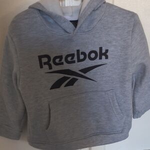 Reebok Light Grey Kids Hoodie with Black Logo